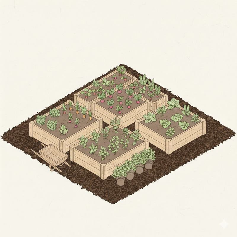 Jardin potager partagé cultivé par des habitants